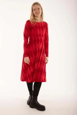 Danesigrid Cotton Dress Dk Red/Red Diamonds