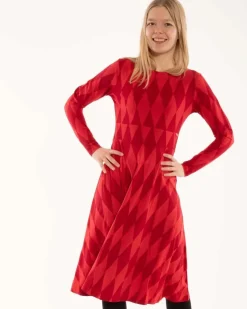 Danesigrid Cotton Dress Dk Red/Red Diamonds
