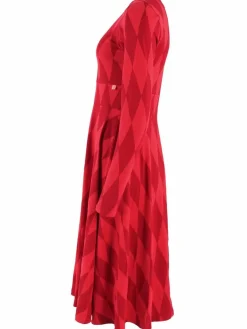 Danesigrid Cotton Dress Dk Red/Red Diamonds