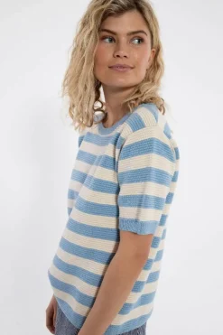 Danesilver 3D Crotchet Knit Tee Lt Blue/Chalk