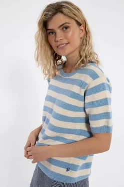 Danesilver 3D Crotchet Knit Tee Lt Blue/Chalk