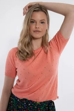 Danesilver Hole Knit Tee Coral
