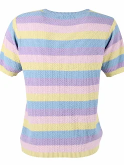 Danesilver Pearl Knit Sweater Tee Lt Blue/Lt Lilac/Pale Yellow