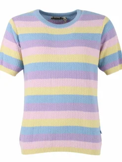 Danesilver Pearl Knit Sweater Tee Lt Blue/Lt Lilac/Pale Yellow