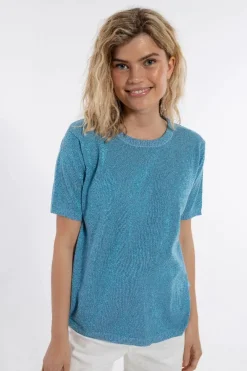 Danesilver Sweater Glitter Tee Light Blue Glitter