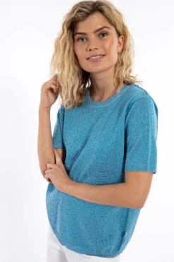 Danesilver Sweater Glitter Tee Light Blue Glitter