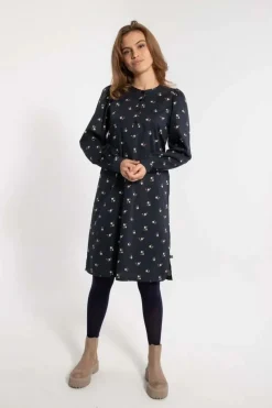 Danesocial Poplin Dress Black Miniflower