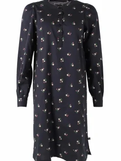 Danesocial Poplin Dress Black Miniflower