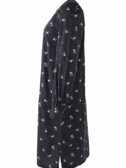 Danesocial Poplin Dress Black Miniflower
