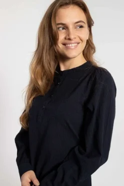 Danesocial Seersucker Dress Black/Marine