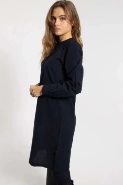 Danesocial Seersucker Dress Black/Marine