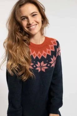 Danesukkertop Wool Sweater Dress Dk Navy/Old Rose/Brick
