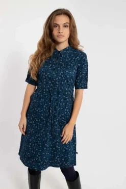 Danesusanne Poplin Dress Marine/Cold Blue Fleurie