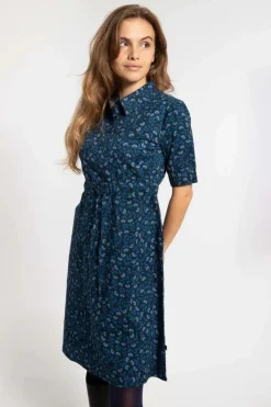 Danesusanne Poplin Dress Marine/Cold Blue Fleurie
