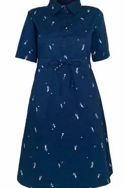 Danesusanne Poplin Dress Dusty Navy Markblomst