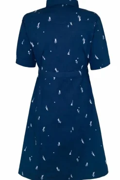 Danesusanne Poplin Dress Dusty Navy Markblomst