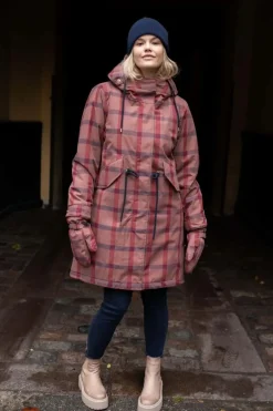 Danesvaneke Plaid Winter Parka Beige Rose/Dark Navy/Redwine