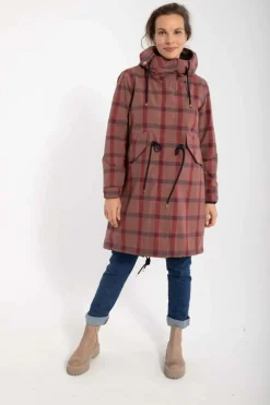 Danesvaneke Plaid Winter Parka Beige Rose/Dark Navy/Redwine