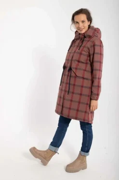 Danesvaneke Plaid Winter Parka Beige Rose/Dark Navy/Redwine