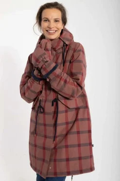 Danesvaneke Plaid Winter Parka Beige Rose/Dark Navy/Redwine