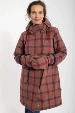 Danesvaneke Plaid Winter Parka Beige Rose/Dark Navy/Redwine