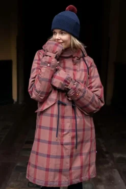 Danesvaneke Plaid Winter Parka Beige Rose/Dark Navy/Redwine