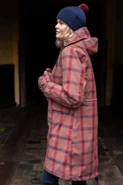 Danesvaneke Plaid Winter Parka Beige Rose/Dark Navy/Redwine