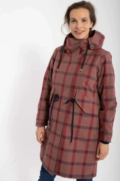 Danesvaneke Plaid Winter Parka Beige Rose/Dark Navy/Redwine