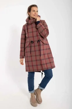 Danesvaneke Plaid Winter Parka Beige Rose/Dark Navy/Redwine