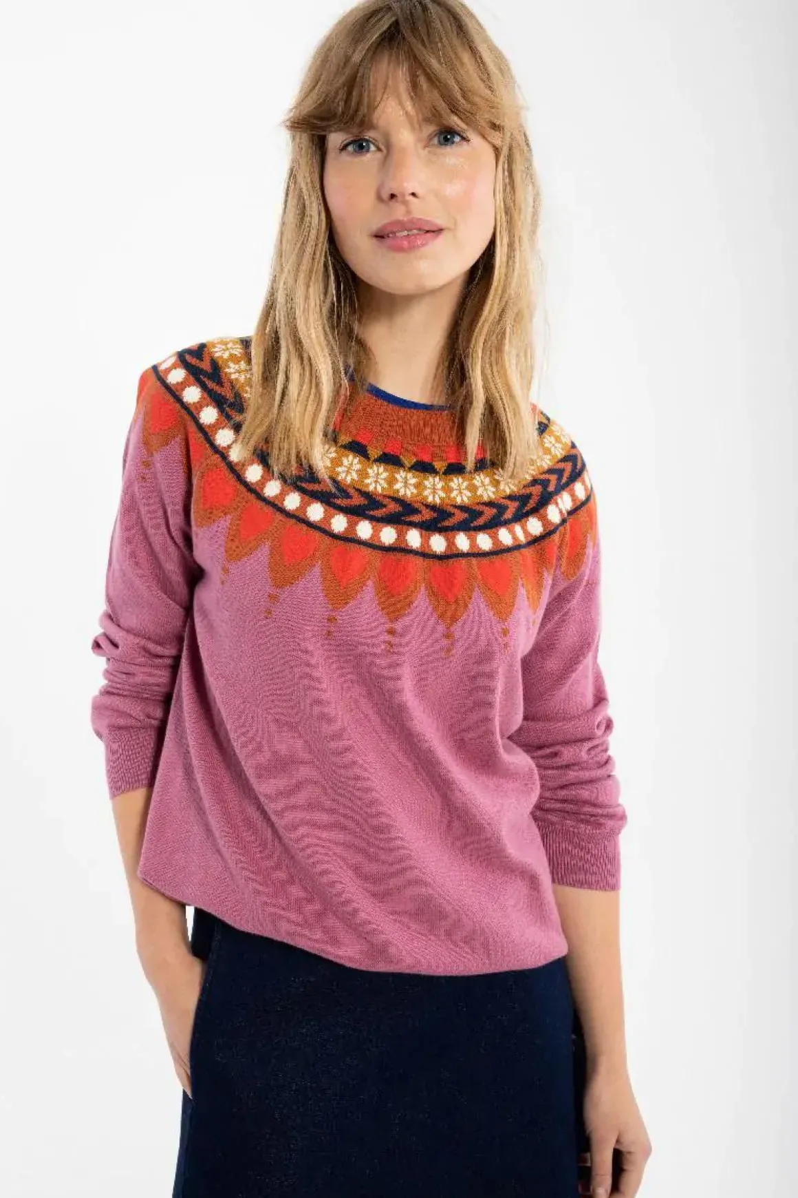 Danetrusty Cotton Knit Sweater Old Rose
