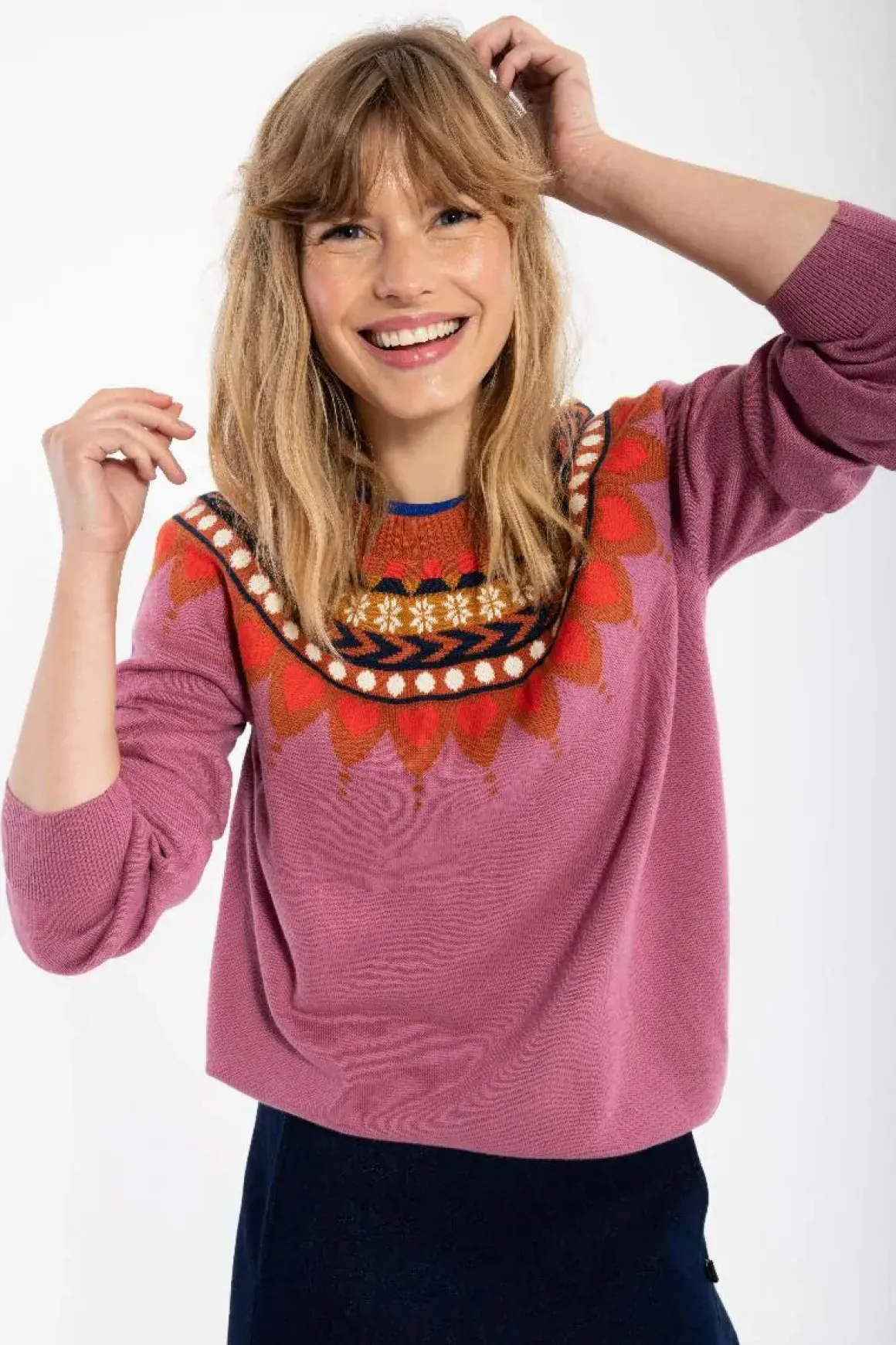 Danetrusty Cotton Knit Sweater Old Rose
