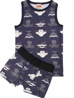 Dyrbark Undie Set Aop Grey Marine Marineliv