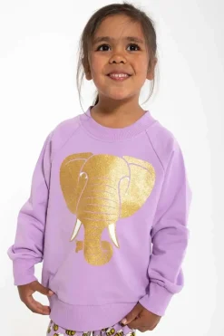Dyrbellow Sweat Soft Viola Guld Elefant