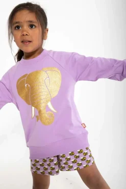 Dyrbellow Sweat Soft Viola Guld Elefant