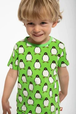 Dyrgrowl Tee Aop/Strib Bright Green Pingviner