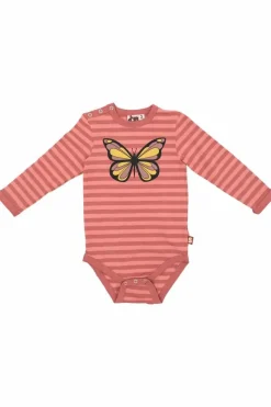 Dyrquack Suit Aop/Strib Warm Rose/Coral Sommerfugl