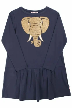 Dyrzanzi Dress Ls Dk Navy Elefant Gold Glitter