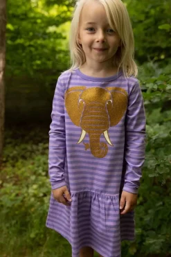 Dyrzanzi Ls Dress Aop/Strib Soft Viola/Viola Guld Elefant