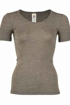 Engel Wool Natur Ladies Shirt Ss Walnut