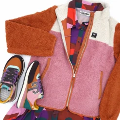 Ess - Danebirk Fleece Zip-Up Rust/Lt Beige/Old Rose