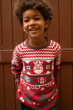 Ess - Danehohoho Sweater Xmas Red/Offwhite/Green
