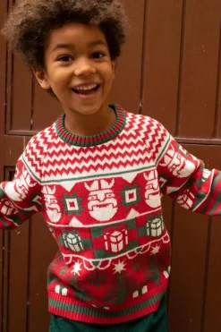 Ess - Danehohoho Sweater Xmas Red/Offwhite/Green