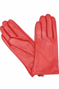 Fleeceforet Laederhandsker Red