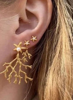 Hultquist Cph Mini Coral Leaf Oreringe Guldbelagt