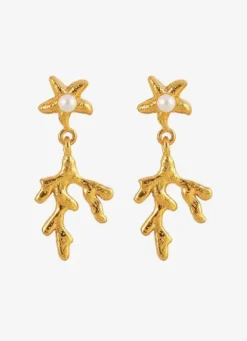 Hultquist Cph Mini Coral Leaf Oreringe Guldbelagt