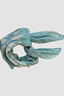 Les Belles Vagabondes Mini Silk Scarf Ficus Blue
