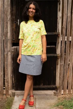 Organic - Daneboatneck Viscose Slub Tee Pale Yellow Botanical