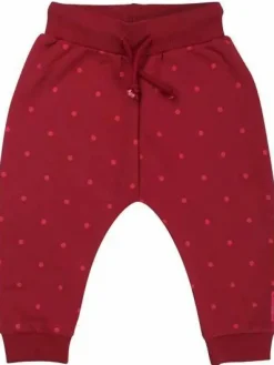Organic - Daneboeg Pants Dark Red/Love Pink Fun Dots