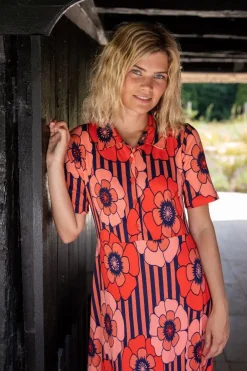Organic - Danehettie Interlock Dress Bright Red Power Flower