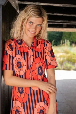 Organic - Danehettie Interlock Dress Bright Red Power Flower